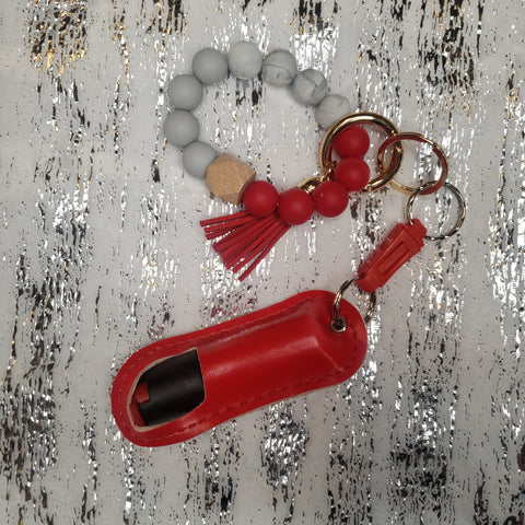 Red Beaded Keychain Bangle